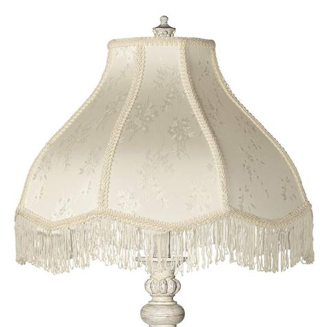 Cream Scallop Vintage Chic Antique White Floor Lamp with Fringe - #17K14 | Lamps Plus Shabby Chic Floor Lamp, Cream Lamp Shades, Cream Lamp, Cream Lamps, Chic Lamp, White Victorian, Shabby Chic Lamps, Traditional Floor Lamps, White Lamp Shade