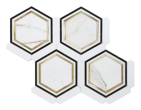 ES Stone Metal Honeycomb Mosaic Wall & Floor Tile & Reviews | Wayfair Hexagon Tile Backsplash, Metal Mosaic Tiles, Gold Tile, Hexagon Mosaic Tile, Ivy Hill Tile, Calacatta Gold, Mosaic Wall Tiles, Hexagonal Mosaic, Hexagon Tiles