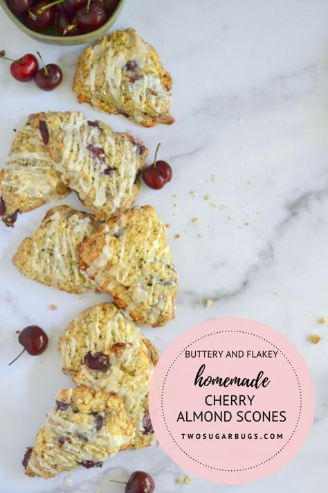 Cherry Almond Scones Recipe, Summer Scones, Fresh Cherry Scones, Cherry Scone, Cherry Almond Scones, Cherry Scones Recipe, Cherries Recipes, Almond Scones, Bake Breakfast