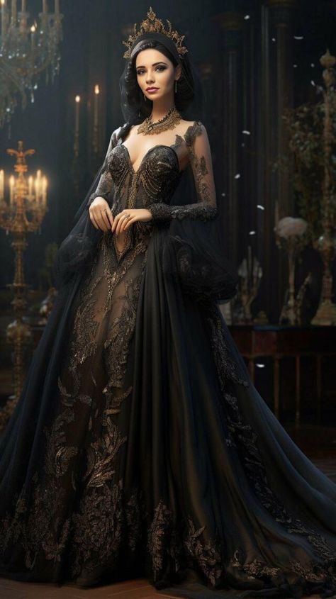 Gothic Princess, Fantasy Clothes, Dark Princess, Dark Queen, Beautiful Long Dresses, Fairytale Fantasies, Fantasy Dresses, Royal Dresses, Royal Outfits