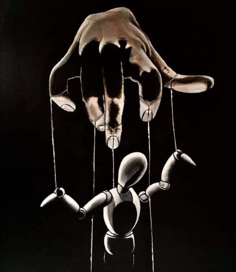 Puppetry Aesthetic, Remorse Art, Hand Controlling Puppet, Hand Holding Puppet Strings, Tortured Artist Aesthetic, Manipulative Aesthetic, Puppet Illustration, Marionette Oc, Double Personality