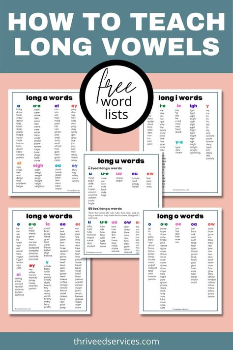 Long Vowel Sounds Worksheets, Literacy Corner, Vowel Sounds Activities, Vowel Lessons, Long Vowels Activities, Phonics Sounds Chart, Teaching Syllables, Long I Words, Long Vowel Worksheets