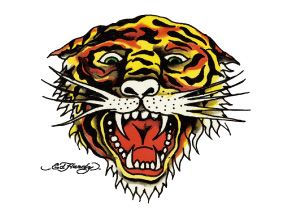 Ed Hardy Tiger, Ed Hardy Designs, Ed Hardy Tattoos, Don Ed Hardy, Famous Tattoo Artists, Yearbook Covers, Christian Audigier, Fake Tattoos, Ed Hardy