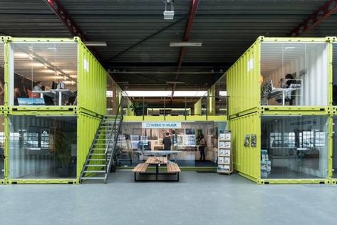 Warehouse Office Design, Shipping Container Office, Shipping Container Buildings, Shipping Container Architecture, Shipping Container Design, Container Restaurant, Container Office, Warehouse Design, Shipping Container House Plans