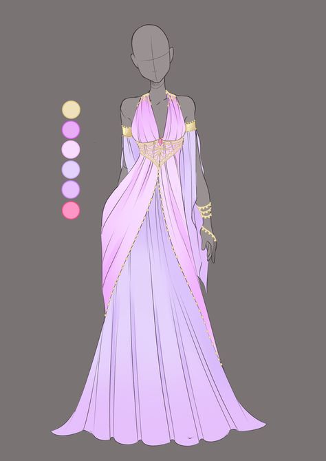 :: Commission Mar 01: Outfit Design :: by VioletKy on DeviantArt Fantasy Dresses, Drawing Anime Clothes, Dress Sketches, Dress Drawing, Anime Dress, Fashion Design Drawings, Fantasy Dress, Drawing Clothes, Fantasy Clothing