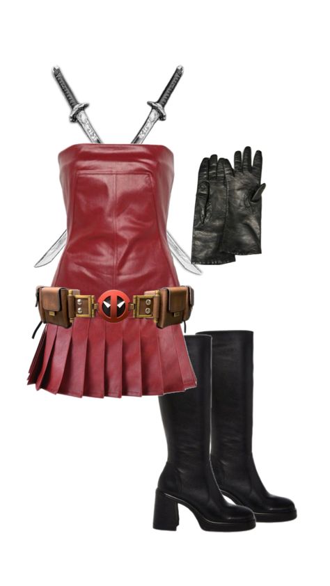 #myfirstshuffle Idol Halloween Costumes, Women Marvel Characters, Red Ninja Women Costume, Deadpool Womens Costume Diy, Bell Beauty And The Beast Costume, Halloween Costumes Deadpool, Unique Hot Halloween Costumes Brunette, Diy Deadpool Costume Women, Closet Costumes Halloween