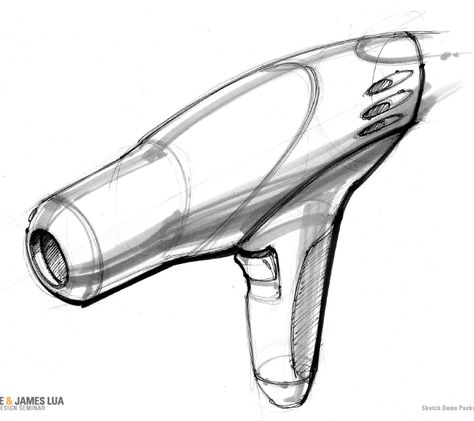 James Lua / Scott Kline Hairdryer Hair Dryer Sketch Design, Hair Dryer Sketch, Hair Dryer Drawing, Mouse Sketch, Product Sketch, Industrial Design Portfolio, Hair Blower, Pencil Sketching, Art Painting Tools