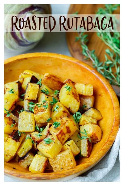 Simple Roasted Rutabaga - this is an easy recipe that really lets the flavor of this root vegetable shine. Rutabaga makes a great side dish to most any fish or meat dish. | #rutabaga #roastedrutabaga #sidedish #easyrecipes How To Cook Rutabaga, Roasted Rutabaga, Rutabaga Recipes, Meat Dish, Root Vegetable, Low Carb Side Dishes, Food Stamps, Sweet Food, Low Carb Recipes Dessert