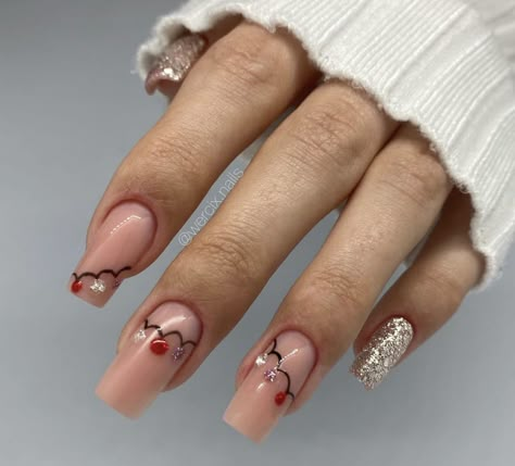 Christmas Naildesign, Victoria Secret Nails, Brown Acrylic Nails, December Nails, Hello Nails, Glow Nails, Xmas Nails, Classy Nails, Dream Nails