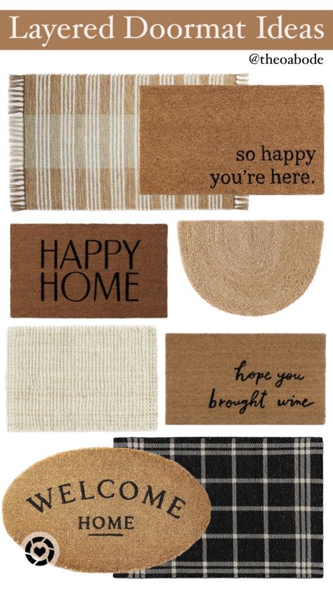 Front Door Mats Layered, Layered Front Door Mats, Front Door Mat Ideas, Layered Door Mat, Layered Doormat, Layered Door Mats, Front Porch Mat, Doormat Ideas, Porch Mat