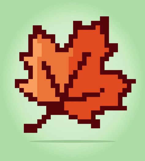 8 bit pixel spring maple leaf. Leaves for game assets and cross stitch patterns in vector illustrations. Leaves Pixel Art, Maple Leaf Perler Beads, Pixel Leaf, Leaf Pixel Art, Pixel Illustration, Maple Leaf Pixel Art, Fall Wallpaper Google Pixel, Pixel Fall Wallpaper, Autumn Pixel Art Wallpaper