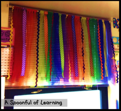 DIY Classroom Curtains- NO Sewing or Gluing! ....Follow for free 'too-neat-not-to-keep' fun teaching stuff :) Classroom Curtains, Curtain Colors, Colorful Classroom, Diy Classroom, Brown Walls, School Room, New Classroom, Classroom Setup, Classroom Design