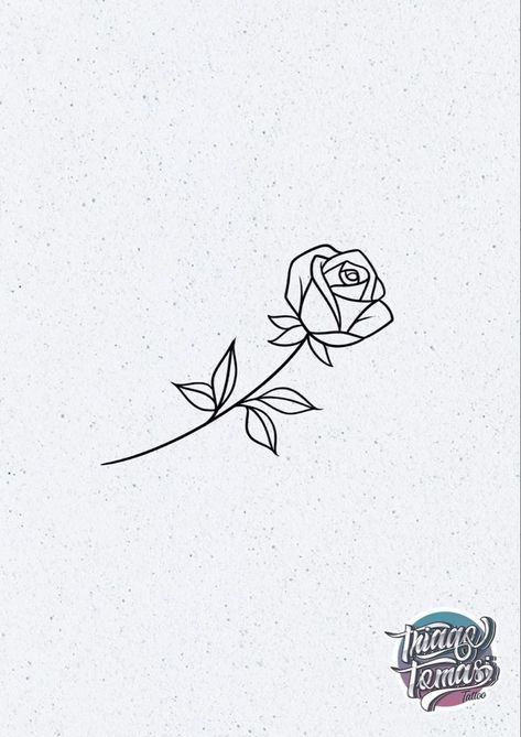 Small Rose Line Tattoo, Silhouette Rose Tattoo, Rose With Stem Outline, Small Rose Outline Tattoo, Simple Rose Outline Tattoo, Rose Line Work Tattoo, Rose Small Tattoo Design, Rose Outline Tattoo Design, Small Rose Drawing