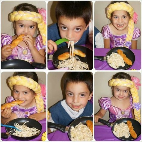 Lover of all Things Disney: Rapunzel Disney Dinner. LOVE the idea of eating out of skillets! Disney Dinner And Movie Night, Disney Dinner, Rapunzel Disney, Disney Movie Night, Disney Rapunzel, Family Movie, Family Movie Night, Movie Nights, Disney Movie