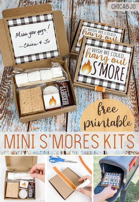 Individual S’more Kits, Individual S’mores Kits, Holiday Boutique Ideas Diy Gifts, Snack Kit Gift Ideas, S’mores Packaging Ideas, S’mores Kit Gift, S’mores Packages, Homemade Smores Kit, Box For Wedding Gifts