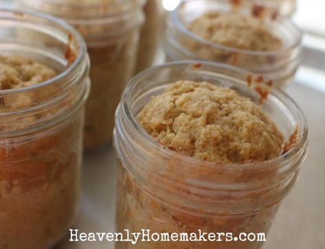 Lunch In A Jar, Canned Bread, Bread In A Jar, Mason Jar Baking, Mason Jar Desserts Recipes, Mason Jar Cakes, Applesauce Bread, Dessert Breads, Jar Meals