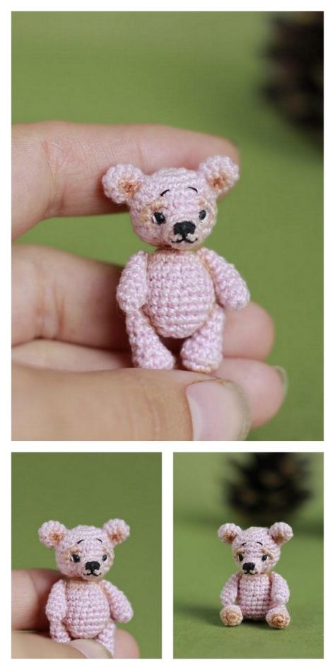 Micro Amigurumi Free Pattern Crochet Animals, Free Miniature Crochet Patterns, Micro Crochet Animals, Small Arigumi Crochet, Crochet Teddy Bear Pattern Free Amigurumi, Tiny Animal Crochet Pattern Free, Miniature Crochet Animals, Miniature Amigurumi Free Pattern, Mini Arigumi Patterns Free