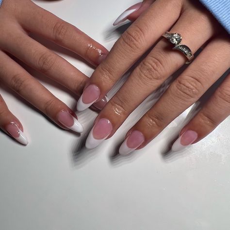 licensed nail tech located in brooklyn ny new york specialized in gel-x apres nails instagram @nailutopian Pink And White French, White French Tips, Pink French Nails, Pretty Manicures, Acrylic Nail Set, Nail Time, White French Tip, French Tip Acrylic Nails, Almond Nails Designs