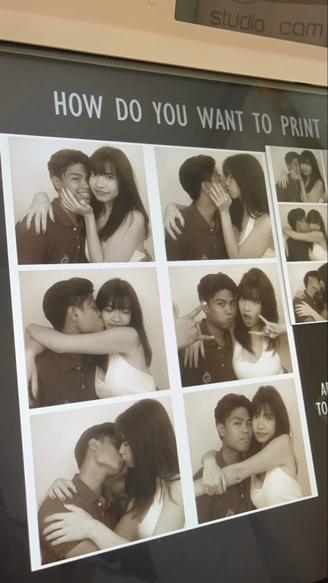 Cute Couple Story Ideas, Korean Photobooth Couple, Aesthetic Couple Pose Ideas, Couples Photobooth Poses, Photobooth With Boyfriend, Foto Booth Couple, Photo Booth Ideas Couple, Pics Ideas With Boyfriend, Couple Photobooth Ideas