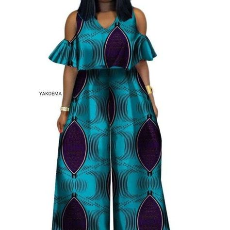 Ankara Jumpsuits For Women, Classy Jumpsuit Outfits, Yakoema Fashion, African Pants, African Print Jumpsuit, Ankara Tops, Classy Jumpsuit, 2piece Outfits, African Print Dress Designs