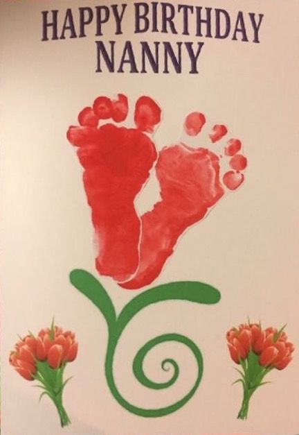 Birthday card - baby, footprints, flowers, red, art, craft, paint Mother's Day Projects, Mother's Day Activities, Footprint Crafts, Footprint Art, Mothers Day Crafts For Kids, Handprint Crafts, Daycare Crafts, Toddler Art, Mother's Day Diy