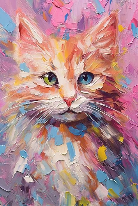 Acrylic Animal Paintings, Abstract Cat Painting, Custom Pet Painting, Painting Palette, Art Pics, 강아지 그림, Arte Animal, Art Inspiration Painting, Cat Painting