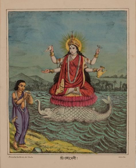 Goddess Ganga, Ganga River, India Poster, Maa Kali, Mughal Paintings, Indian Painting, Goddess Artwork, Hindu Mythology, Indian Paintings