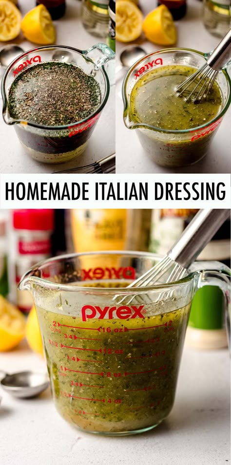 You only need a handful of simple pantry ingredients to make this easy homemade Italian dressing, perfect for salads, meat marinades, pasta salads, or any recipe you have that calls for a bottle of Italian dressing. via @frshaprilflours Italian Dressing Recipe Fresh Herbs, Homemade Italian Vinaigrette Dressing, Pasta Salad Homemade Dressing, Authentic Italian Salad Dressing, Deli Dressing Recipe, Mediterranean Pasta Salad Dressing, Diy Zesty Italian Dressing, Homemade Zesty Italian Dressing, Homemade Italian Dressing Recipe