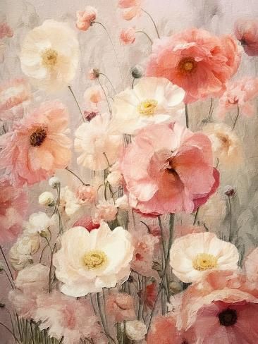 size: 12x9in Art Print: Blush Floral 4 by RileyB : Pink Flower Paintings, Chrysanthemum Painting, Colorful Cottage, Flower Drawing Tutorials, Vintage Flowers Wallpaper, Cottage Ideas, Art Print Display, Flower Art Images, Flowers Print