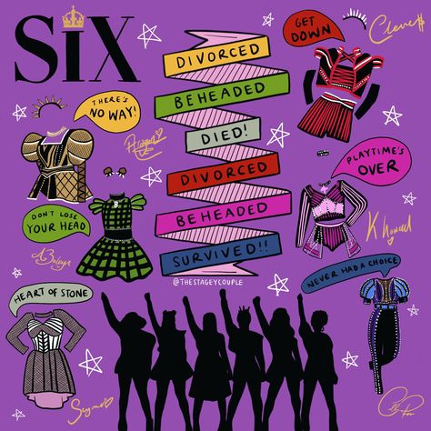 Square musical print series - SIX (21cm x 21cm)  This print is professionally printed on 200gsm card and is sent 1st class via Royal Mail Musical Wallpaper, Musicals Funny, Six The Musical, Hamilton Musical, Theatre Life, Broadway Theatre, Getting Divorced, Newsies, Broadway Musicals