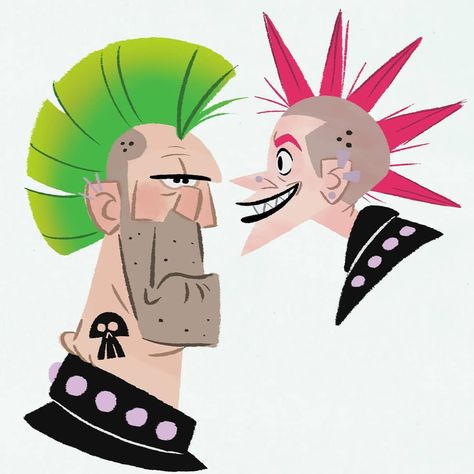 Dom Scruffy Murphy on Instagram: “Punks . . . [ patreon/scruffyshenanigans ] . . . #punk #character #rock #fashion #work #hair #sketch #dailysketch #dailydrawing #shape…” Apple Pencil Drawing, Punk Character Design, Punk Illustration, Punk Character, Punk Drawing, Chica Punk, Work Hair, Hair Illustration, Hair Sketch