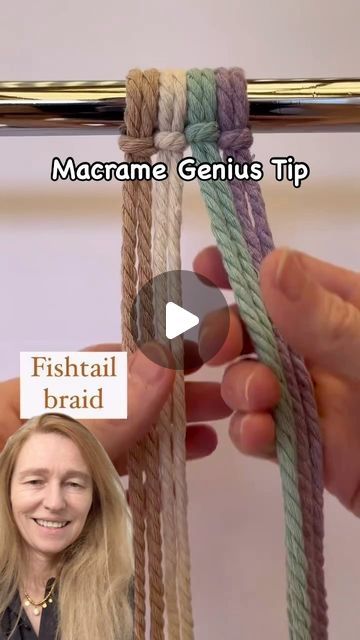 Thousands of Tips on Instagram: "Level up your macrame with a fishtail braid! It’s just like your hair - separate four cords, then alternate taking one from each outer section and weaving it under the middle two. Repeat, and watch your beautiful braid grow!
Credits:@mymumthedreamer

 #MacrameMagic #FishtailBraids #DIYMacrame #CraftTok #HomeMade #BohoVibes #WallHangingGoals #PlantHangerLove #KeychainKween #JewelryMakingFun #FriendshipBracelets #FiberArtObsessed #KnotsAndLoops #MacrameCommunity #WeaveYourLove #CreativeExpression #GetCrafty #MindfulMaking #FiberTherapy #MakersGonnaMake #BohoHomeDecor #PlantLadyLife #MacrameInspo #TutorialTime #Craftastic" Four Section Braid, Macrame Fishtail, Beautiful Braided Hair, Fishtail Braid, Beautiful Braids, Fish Tail Braid, Plant Lady, Macrame Diy, Your Beautiful