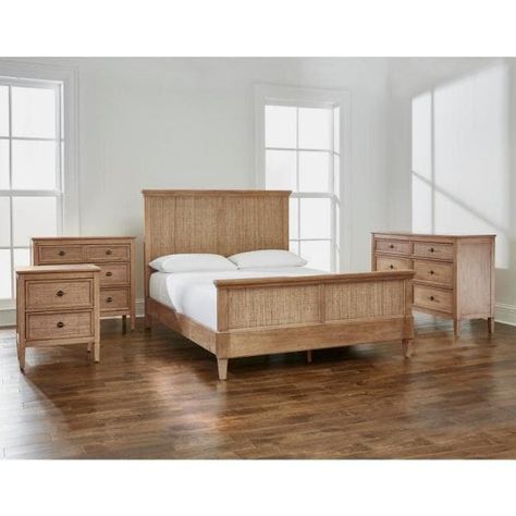 The Marsden Collection in Patina - Home Decor - The Home Depot Light Wood Bed, Beautiful Bed Designs, Cane Bed, King Upholstered Bed, Wood Bedroom Furniture, Wood Bedroom, Patina Finish, Elegant Home Decor, Master Bedrooms Decor