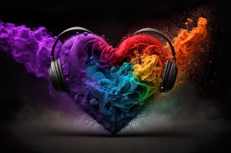 Heart With Headphones, About Rainbow, Rainbow Music, Butterfly Heels, Heart Music, Music Heart, Heart Songs, Oh My Heart, Music Headphones