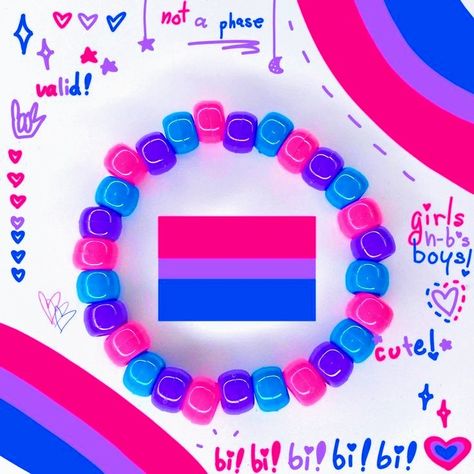 Bisexual Kandi Bracelet, Bi Bracelet, Bisexual Bracelet, Pink Kandi, Lgbtq Bracelet, Pride Bracelets, Pulseras Kandi, Pastel Cottagecore, Cottagecore Kawaii