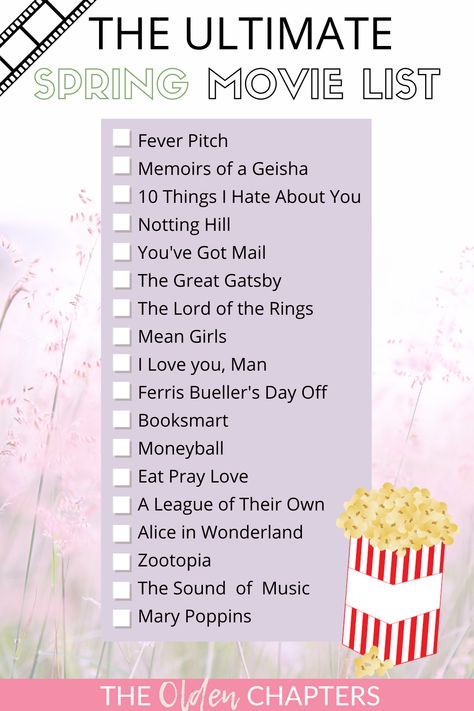 Spring Movies Aesthetic, February Movie List, Films To Watch Bucket Lists, August Movie List, Spring Mood Aesthetic, Spring Movies List, Movies To Watch On Hbo, Spring Movies, Summer Movies List