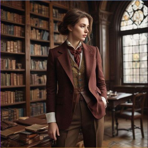 Edwardian Dark Academia, Uniforms Dark Academia, Dark Librarian Style, Fantasy Dark Academia Outfits, Work Uniform Aesthetic, Soft Autumn Office Outfits, Vintage Explorer Outfit, Bookcore Outfit, Hogwarts Professor Outfit