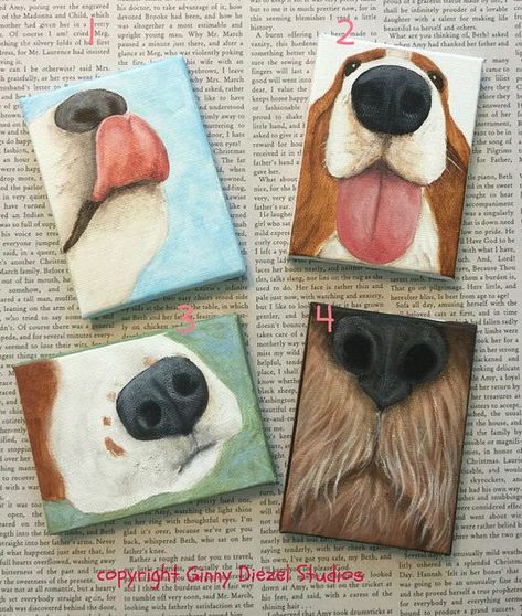 Painting Dogs Acrylic, Painting Ideas Dog, Dog Painting Ideas, Canvas Dog Painting, Mini Canvas Art Ideas, Canvas And Easel, Dog Noses, Dog Design Art, Mini Canvases