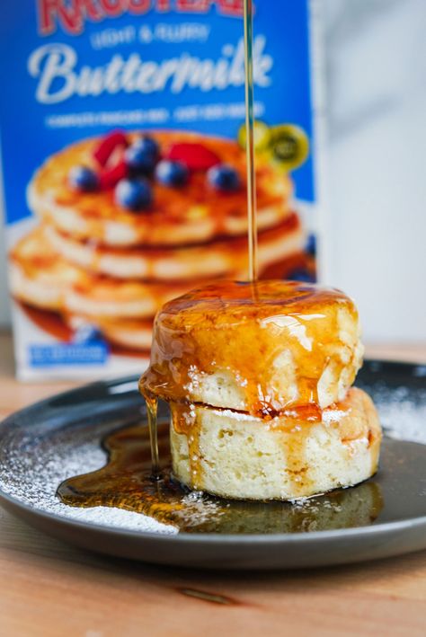 Fluffy Soufflé Pancakes - Krusteaz Krusteaz Pancakes, Krusteaz Recipes, Gluten Free Buttermilk Pancakes, Krusteaz Pancake Mix, Honey Cornbread Muffins, Cinnamon Crumb Cake, Soufflé Pancakes, Gluten Free Blueberry Muffins, Buttermilk Pancake Mix