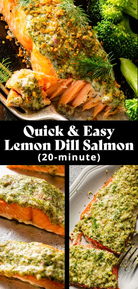 Lemon Dill Mayo Salmon, Salmon Dill Lemon Recipe, Dill Butter Salmon, Salmon Dill Sauce Recipes, Salmon And Dill Recipes, Fresh Dill Recipes, Frozen Salmon Recipe, Dill Salmon Recipes, Dinner Date Recipes