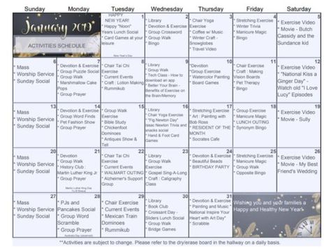 It's here! January Activity Calendar for Seniors - January Activity Calendar For Seniors, January Ideas For Seniors, Nursing Home Activity Calendar, Crafts For January For Seniors, Activities For January For Seniors, January Nursing Home Activities, January Events For Residents, January Crafts For Seniors Nursing Homes, January Senior Activities