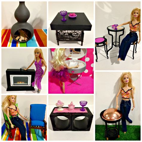 Barbie Accessories How To Make, Mini Recipes, Barbie Crafts, Barbie House Furniture, Upcycle Furniture, Diy Barbie House, Free Barbie, Barbie Ideas, Diy Dolls