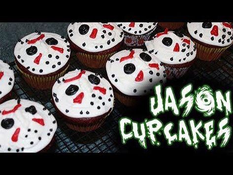 Horror Treats, Jason Voorhees Mask, Halloween Food Snacks, Horror Cake, Horror Themed Party, Deserts Cupcakes, Halloween Friday The 13th, Halloween Themed Birthday Party, Lake Party