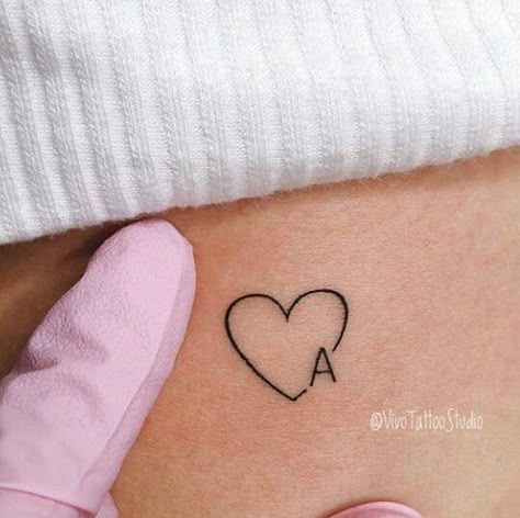 Heart With An A Tattoo, A Initial Tattoo Heart, Heart With Letter A Tattoo, Letter A Tattoo With Heart, A Heart Tattoo Letter, Heart With Initals Tattoo, M Tattoo Letter Heart, Lowercase A Tattoo, Initial In Heart Tattoo