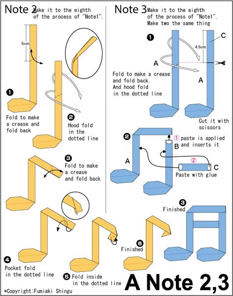 Origami Musical Instruments, Music Origami, Origami Music Note, Origami Animals Easy, Origami For Kids, Easy Origami Flower, Origami Templates, Easy Origami For Kids, Craft Origami