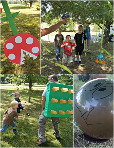 DIY Super Mario Party with Obstacle Course - Kids Activities Blog Mario Obstacle Course, Mario Party Games, Mario Kart Party, Fun Halloween Party Games, Super Mario Bros Birthday Party, Kids Obstacle Course, Games Halloween, Mario Y Luigi, Super Mario Bros Party