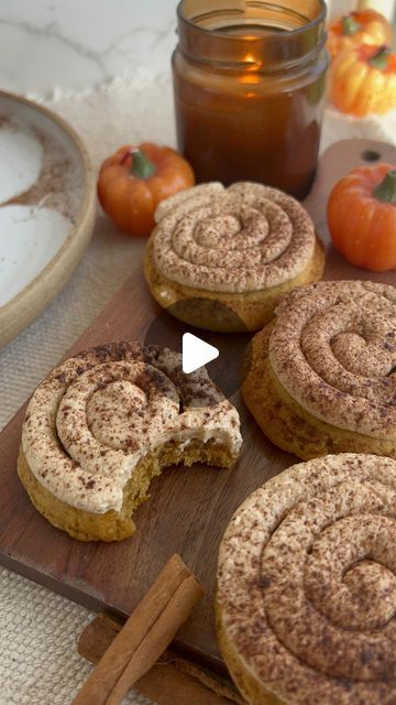 Maria Gabriela on Instagram: "Pumpkin Cookies w/ Cinnamon Frosting🎃🍂

Who doesn’t love the aroma of fresh-baked pumpkin spice cookies in your kitchen? Enjoy these cozy homemade treats with your fall-obsessed friends and family!🧡

Comment “RECIPE” or “PUMPKIN” and I will dm you the recipe!🎃✨

#fall #pumpkinspice #gilmoregirls #pumpkincookies #pumpkindessert #falldesserts #autumndesserts #autumnmood #autumn #autumnaesthetic #fallaesthetic #cozyseason #spookyszn #cozyautumn #fallvibes #romanticizeyourlife #pumpkin" Cinnamon Frosting, Pumpkin Spice Cookies, Spice Cookies, Pumpkin Cookies, Pumpkin Dessert, Baked Pumpkin, Homemade Treats, August 12, Fall Desserts