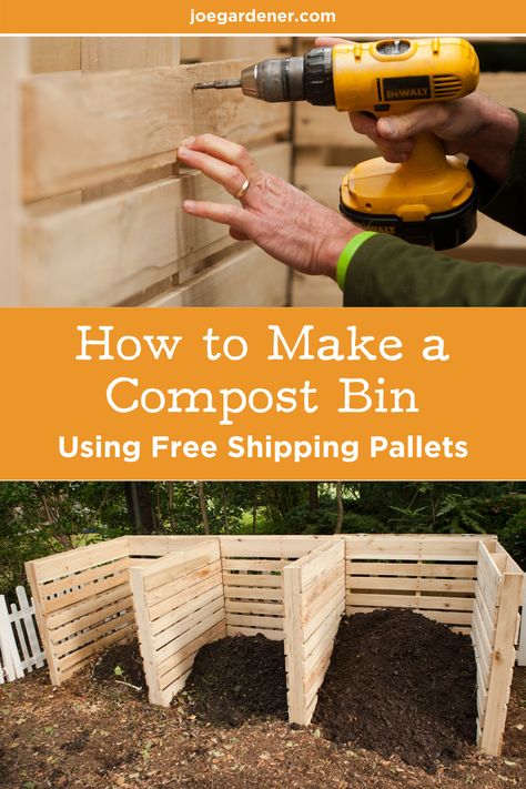 Compost Bin Design Ideas, Pallet Compost Bin Diy Simple, Simple Diy Compost Bin, Palet Compost Bin, Compost Bin With Pallets, Triple Compost Bin, Compost From Pallets, Pallet Compost Bin Diy How To Build, Build Your Own Compost Bin