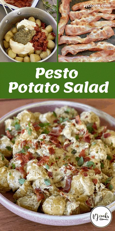 Pesto Potato Salad Potato And Pasta Salad, Pesto New Potatoes, Basil Potato Salad, Potato Pesto Salad, Potato Bacon Salad, Pesto Potato Salad, Vegetable Couscous Salad, Baby Potato Salad, Delicious Potato Salad