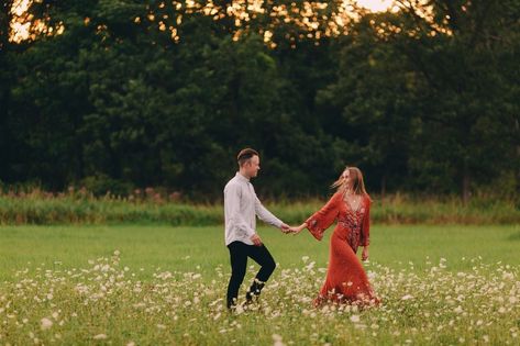 Running Engagement Photos, Running Through A Field, Lost Best Friend, Boho Engagement Photos, Farm Engagement Photos, Field Engagement Photos, Boho Engagement, Couple Running, Romantic Engagement Photos